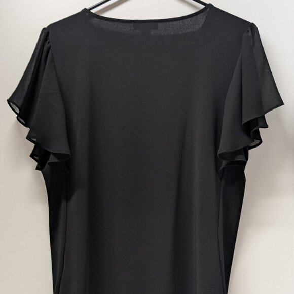 Calvin Klein Flutter Sleeve Blouse in Black - Picture 8 of 12